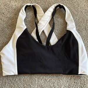 Lululemon black and white strappy sports bra